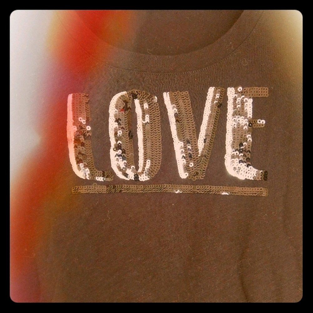 Love sequin monogram soft cotton tee